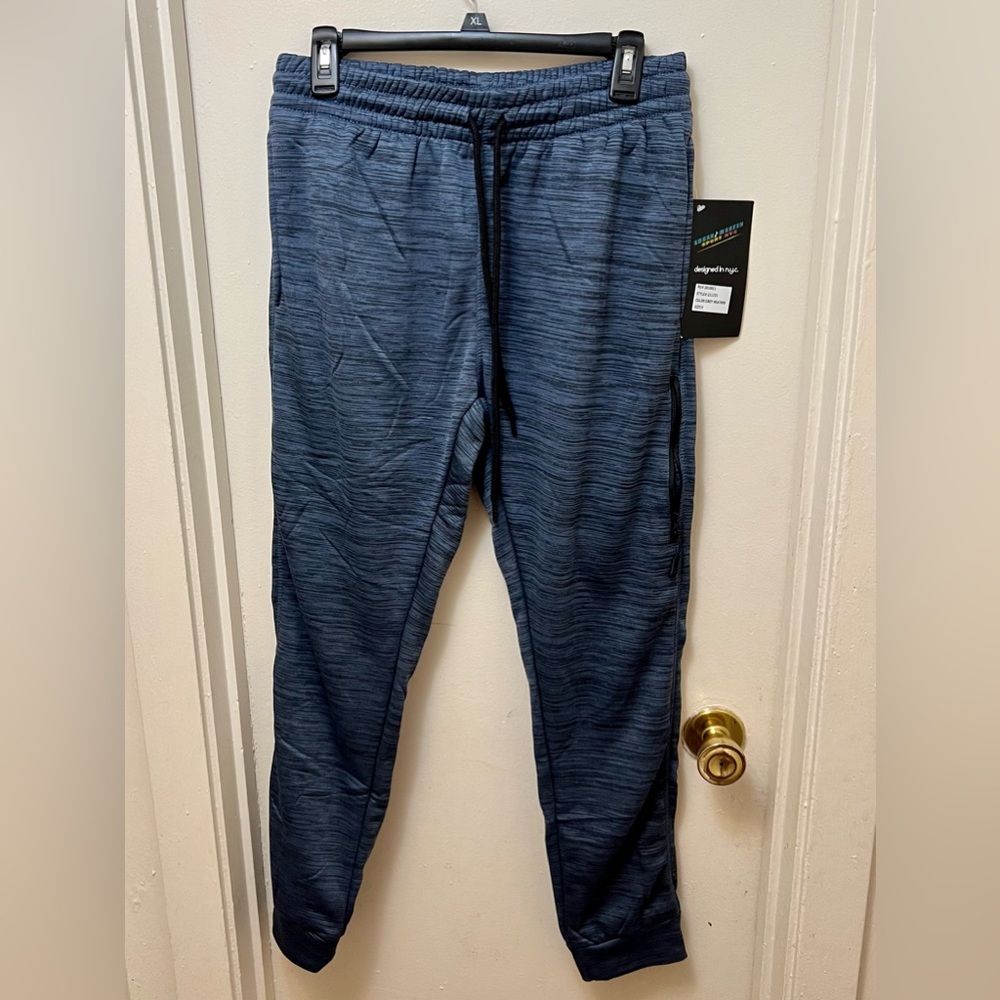 NWT LOGAN AND MARTIN SPORT NYC MENS JOGGER Grey Heather, zip pockets, drawstring
